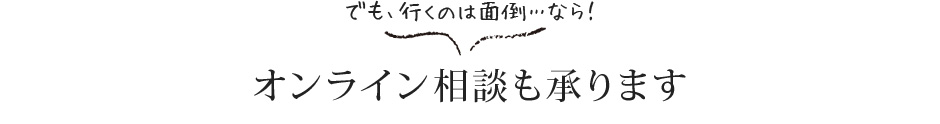 でも、行くのは面倒…なら！ オンライン相談も承ります