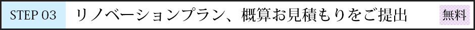 STEP03 リノベーションプラン、概算お見積もりをご提出